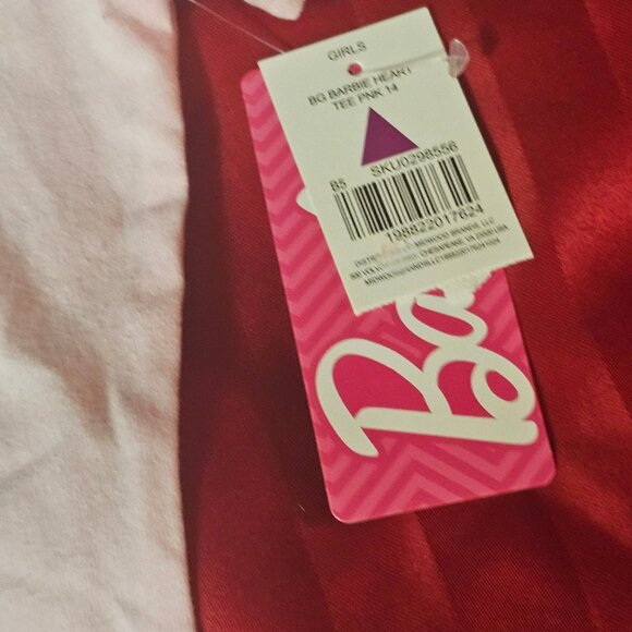 NWT Girls Youth Barbie Heart Pink T-Shirt Size 14 - Picture 5 of 7